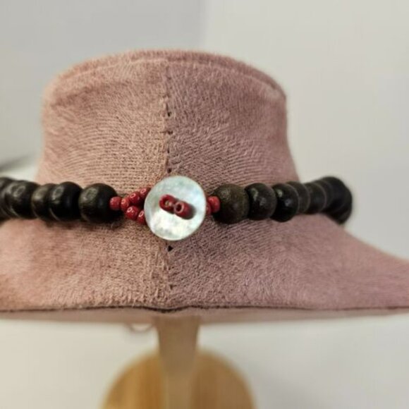 Necklace Multi Strands Costume Jewelry Seeded Red Wood Beads - Picture 2 of 7